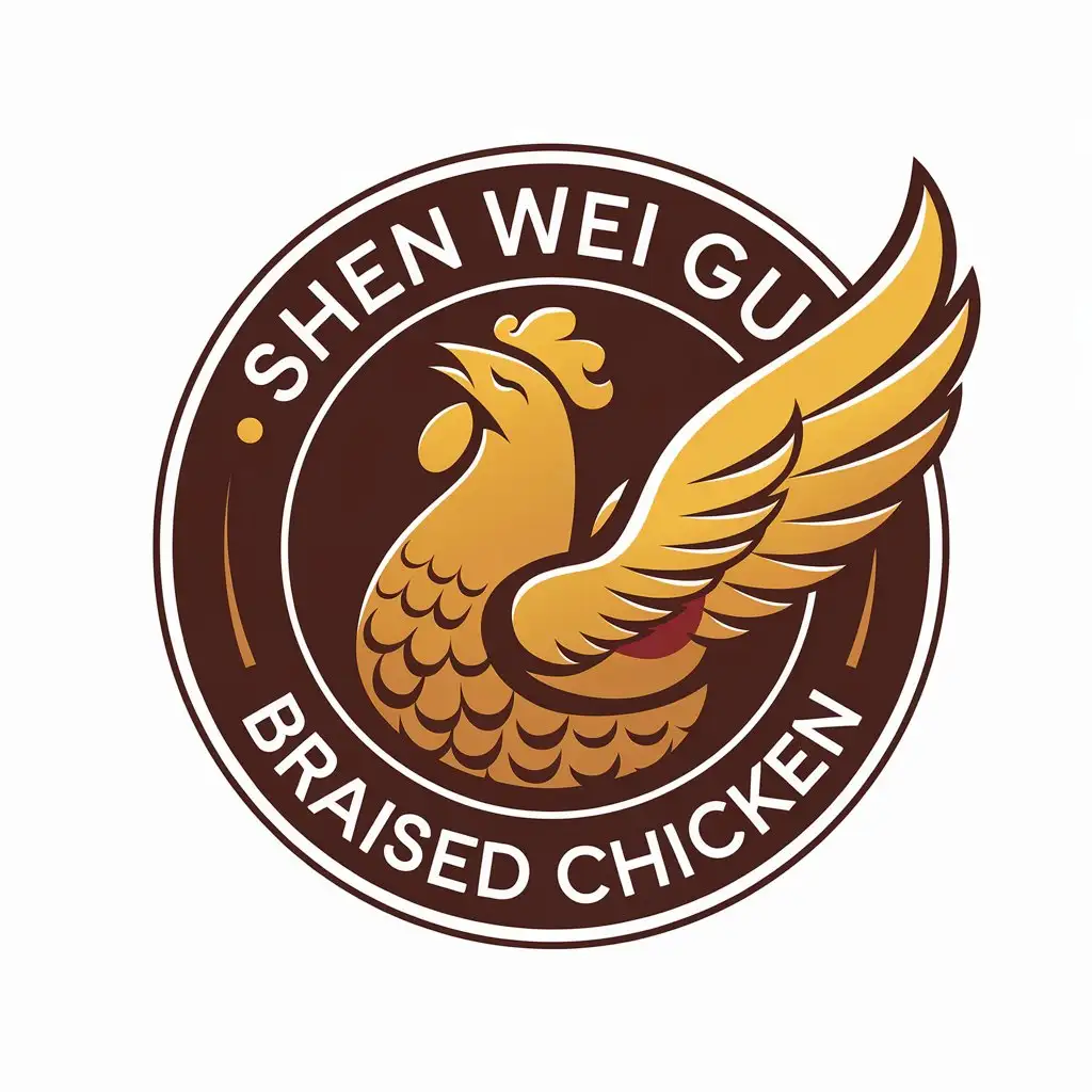 a vector logo design,with the text "Shen Wei Guo Braised Chicken", main symbol:chicken,Moderate,be used in Restaurant industry,clear background