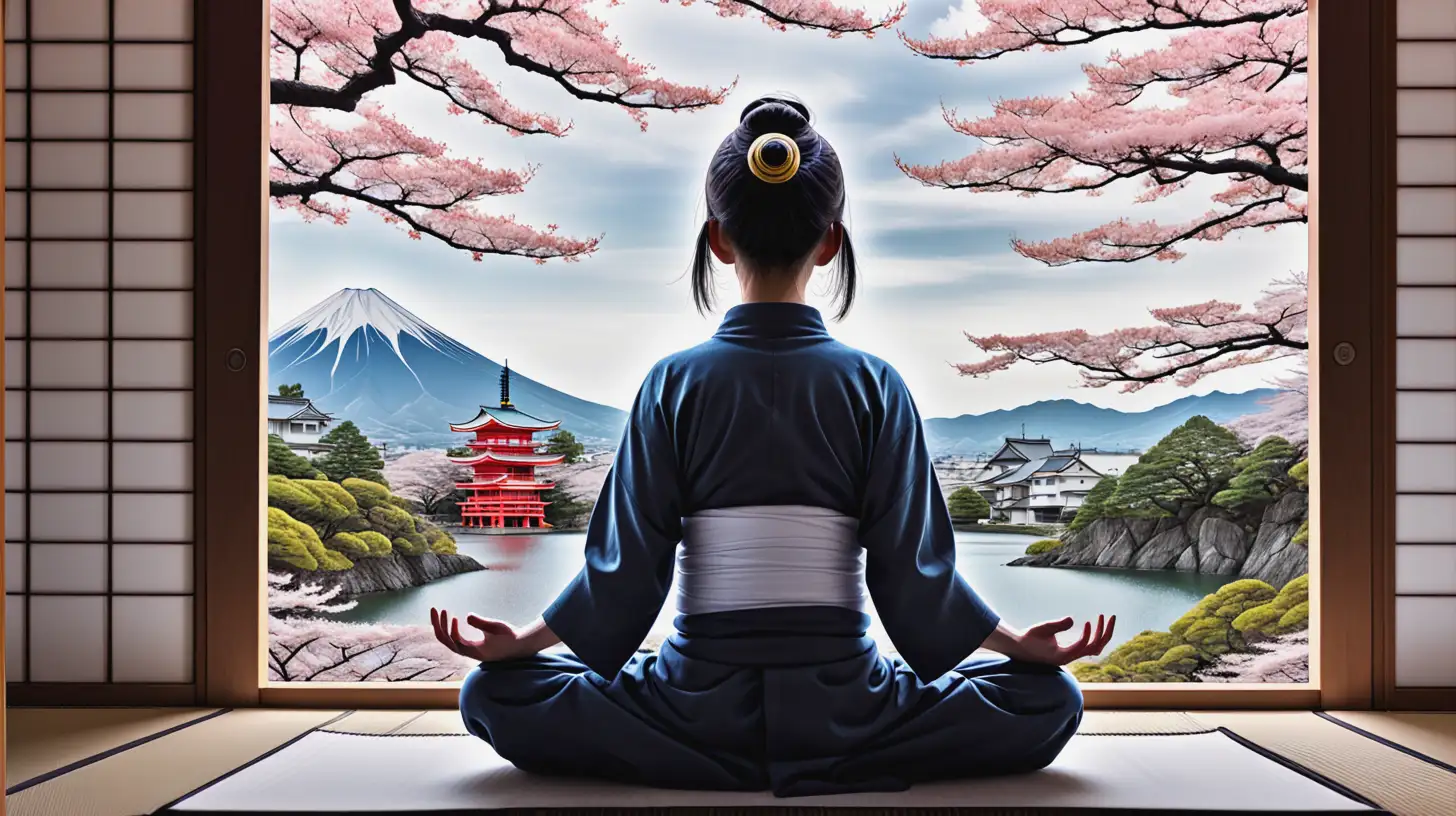 Peaceful Meditation in Manga Style Japan