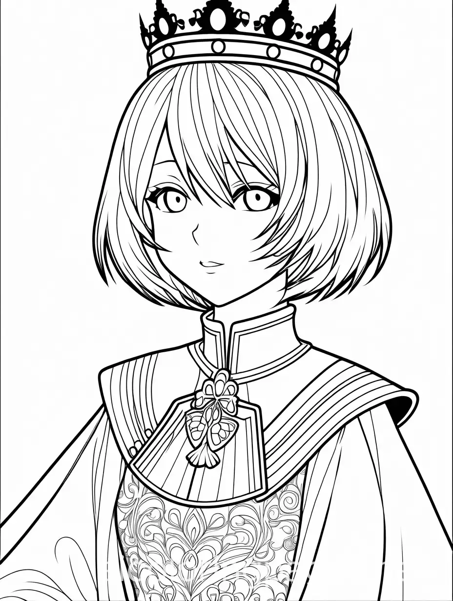 Touka-Kirishima-as-a-Princess-Simple-Coloring-Page-for-Kids