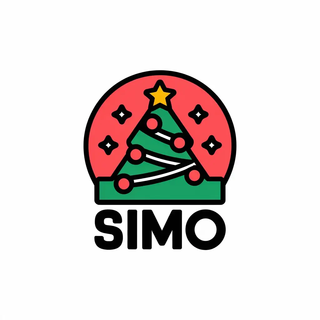 a vector logo design,with the text "Simo", main symbol:badminton Christmas tree,Moderate,be used in Others industry,clear background