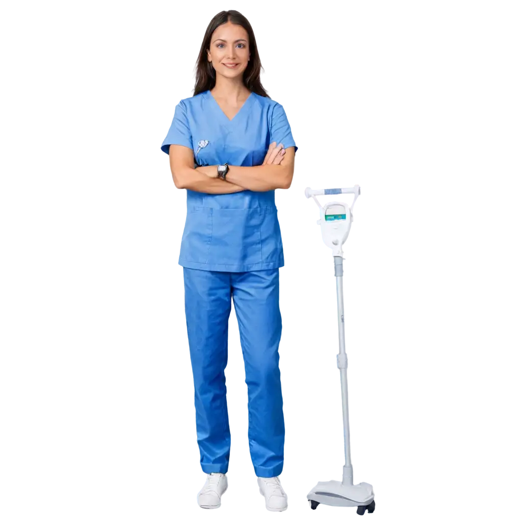 NURSE STANDING WITH MEDICAL EQUIPMENTS