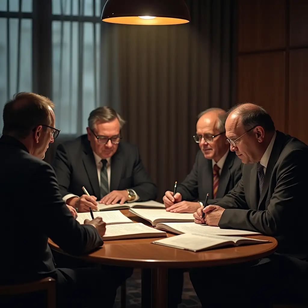 Group-of-Financial-Bureaucrats-in-Office-Analyzing-Financial-Books