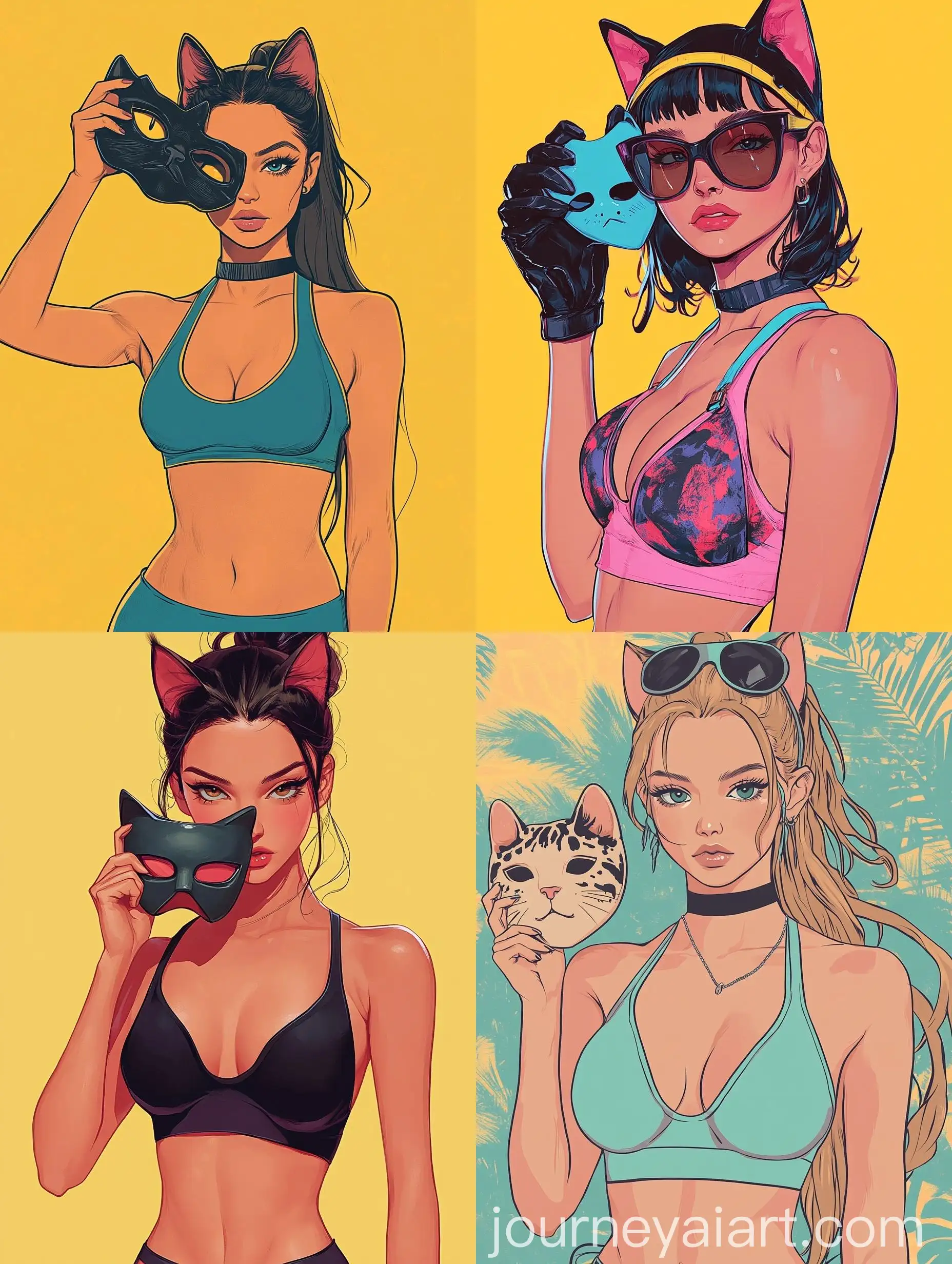90s-ComicInspired-Catgirl-in-Sportswear-Mask-Pose