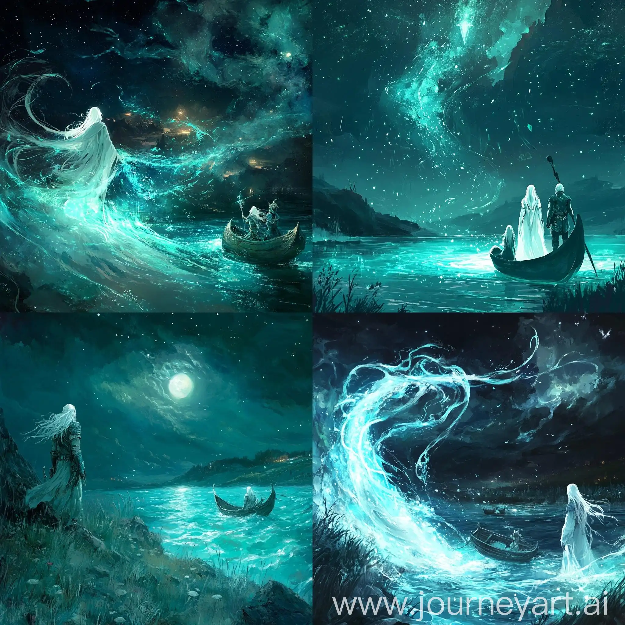 Alien-Shaman-and-Knight-Girl-in-Turquoise-Glowing-Sea