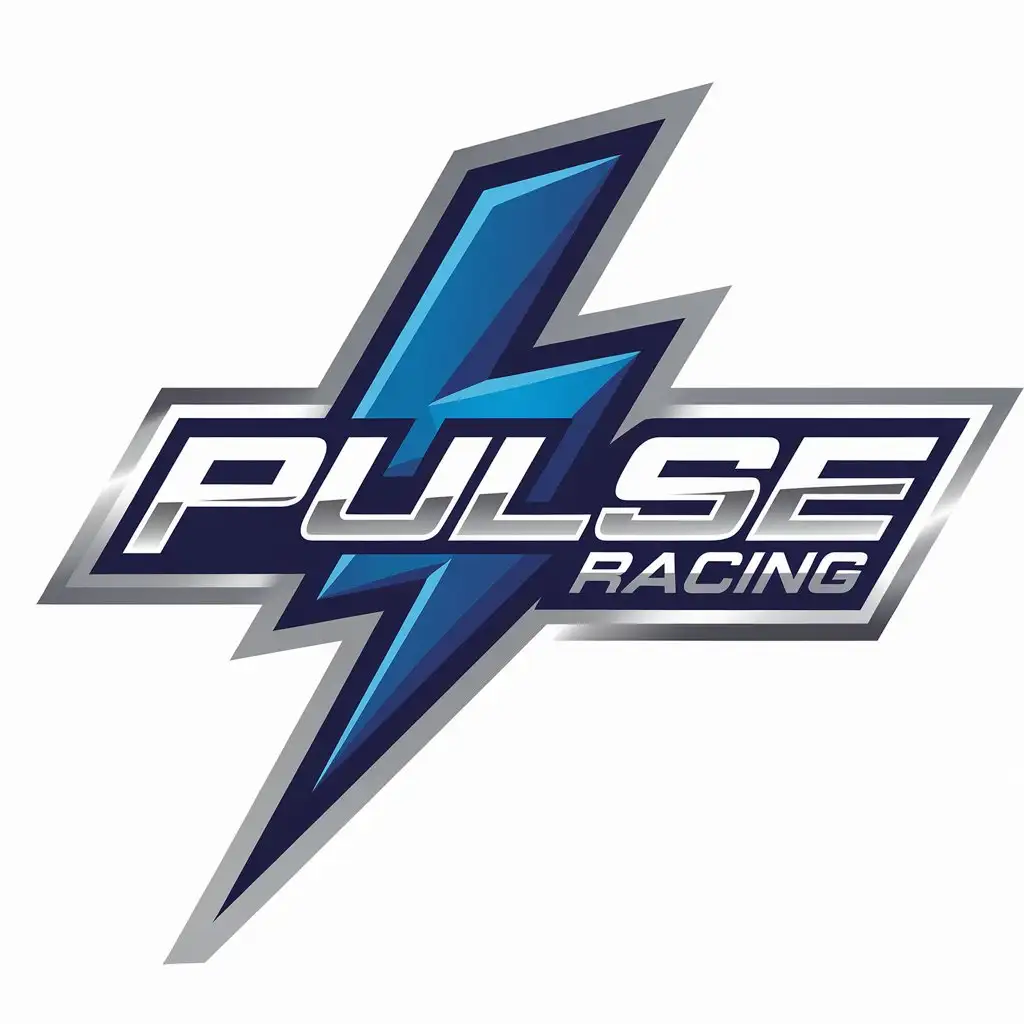 LOGO Design for PULSE Racing Vector Logo with Blue Lightning Symbol for Automotive Industry