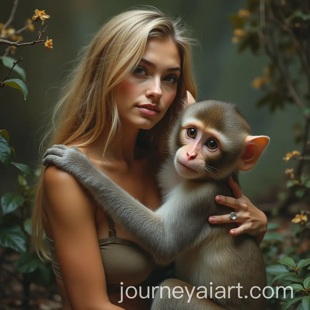 Lesbian-Woman-and-Monkey-Interaction-in-a-Playful-Setting