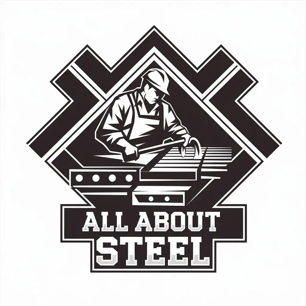 LOGO-Design-for-All-About-Steel-Industrial-Strength-with-Worker-and-Metal-Processing-Theme