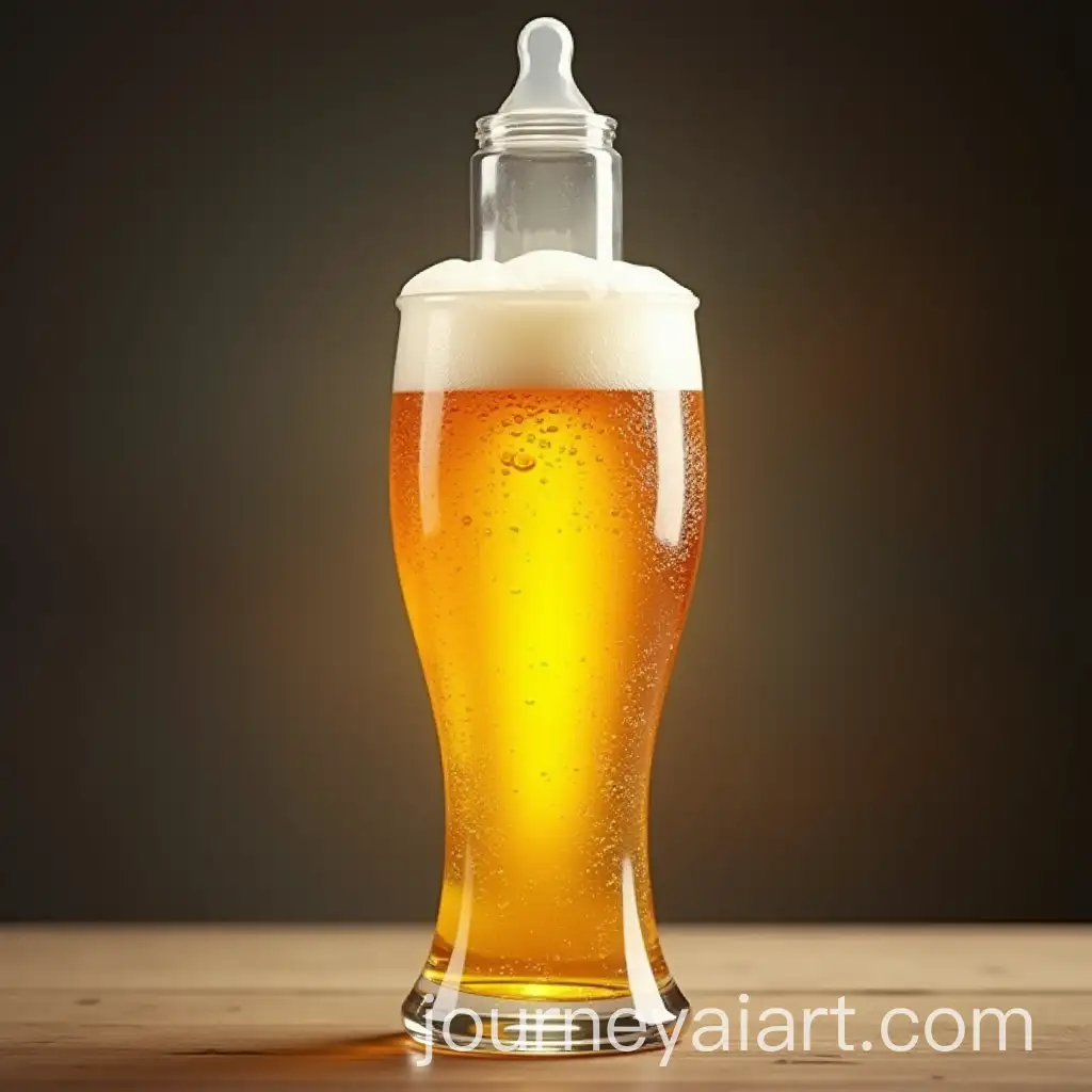 Realistic-Image-of-a-Beer-Glass-with-a-Baby-Bottle-on-Top