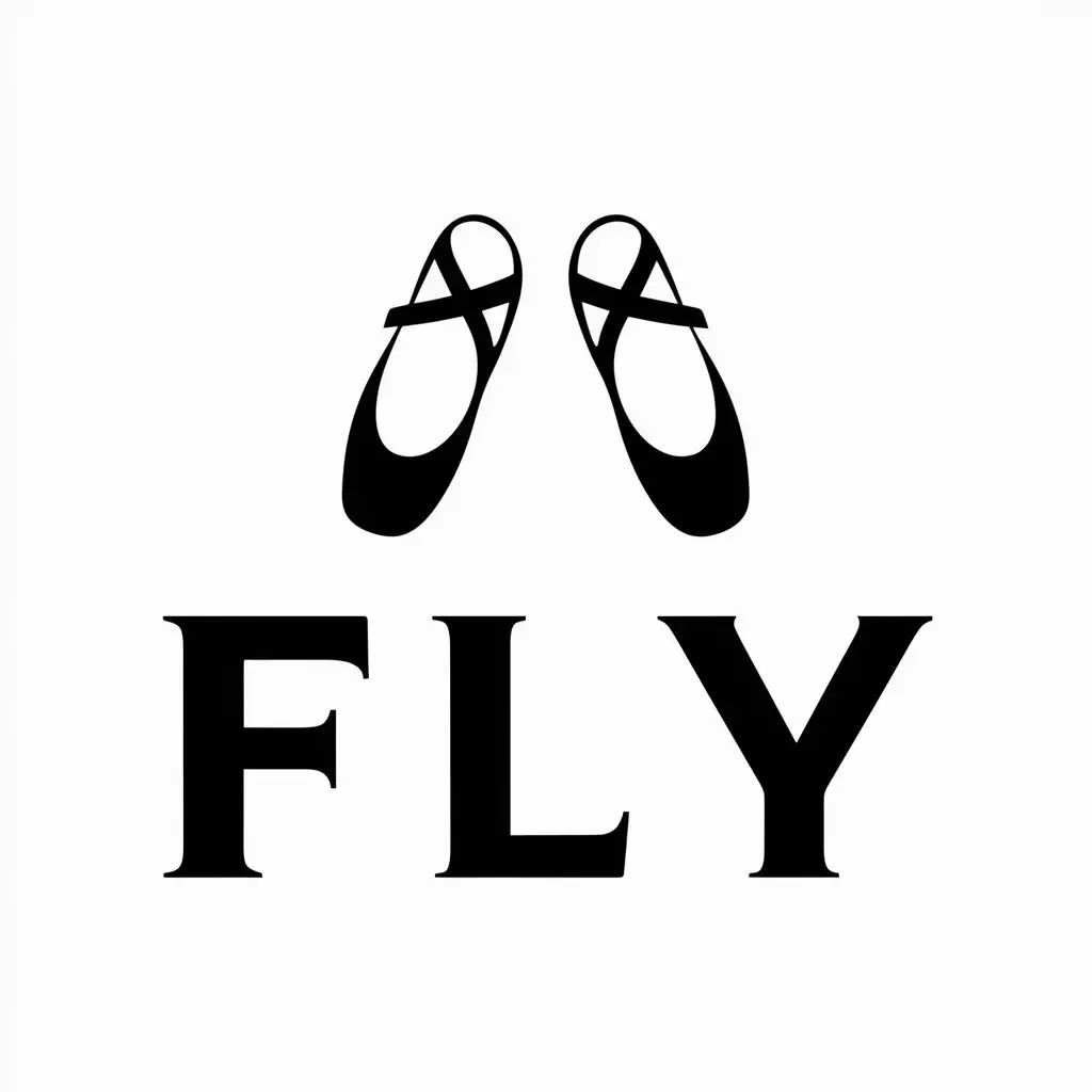 a vector logo design,with the text "Fly", main symbol:ballet shoes,Moderate,clear background