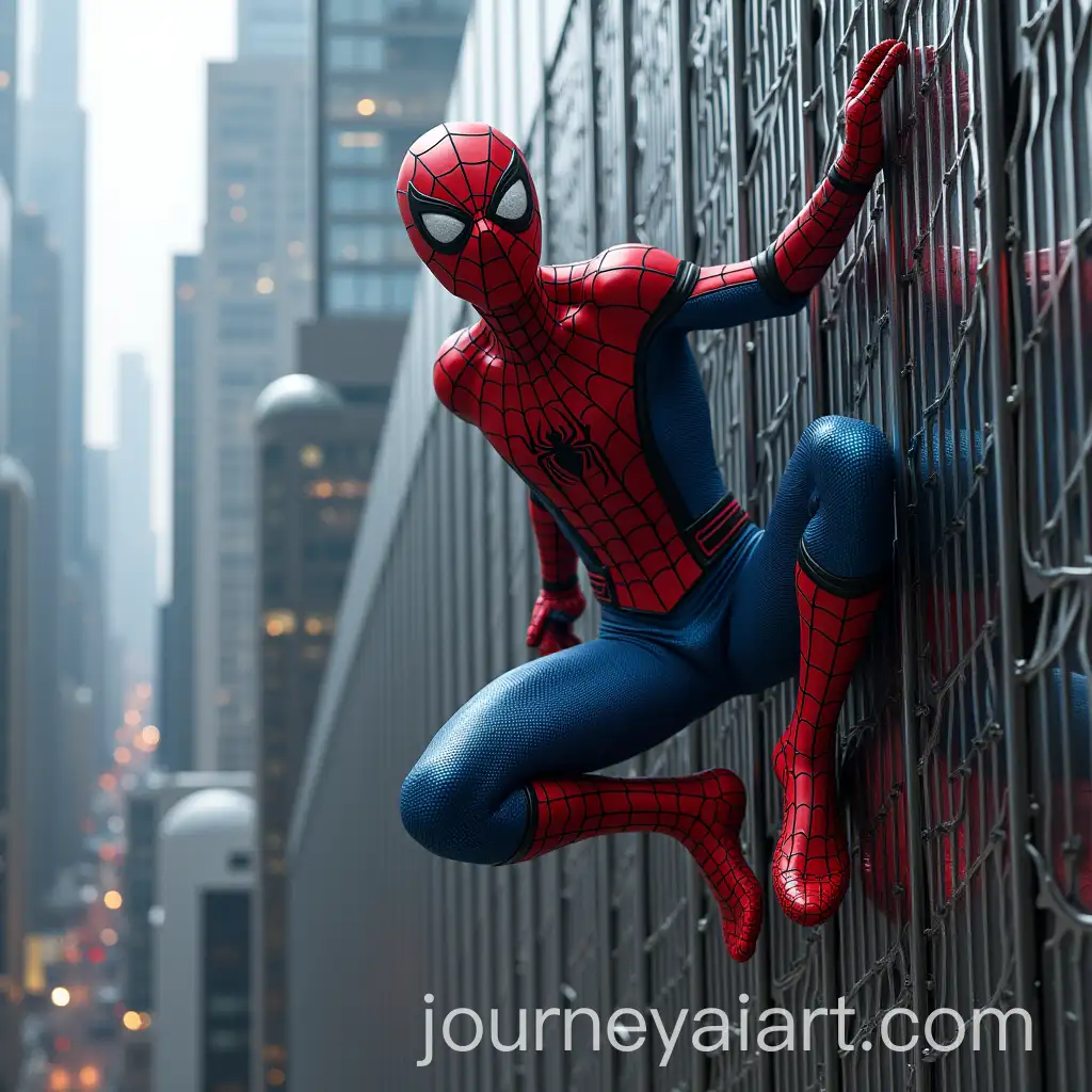 UltraRealistic-SpiderMan-Clinging-to-a-Chrome-Plated-Futuristic-Building