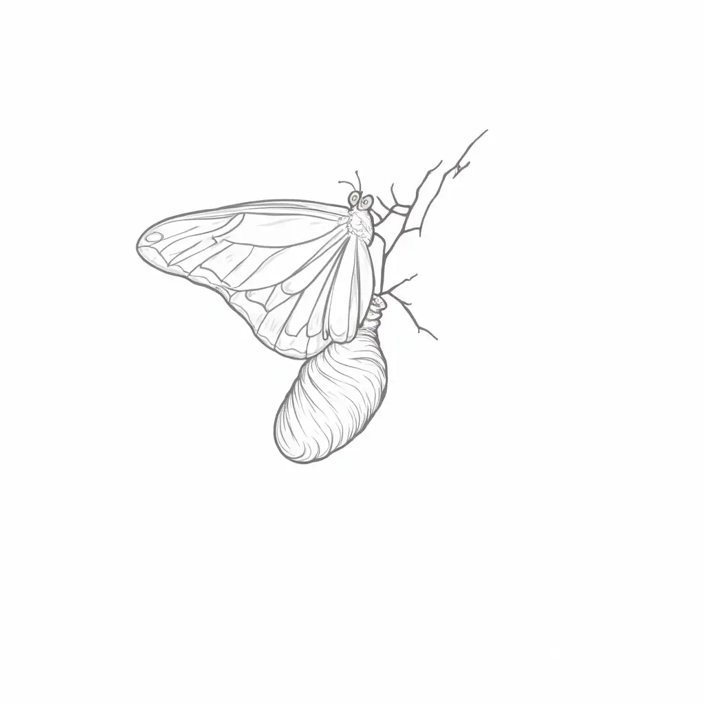 Detailed-Line-Drawing-of-a-ButterflyAI-Art-Prompt-Expansion-Emerging-from-Chrysalis-for-Coloring