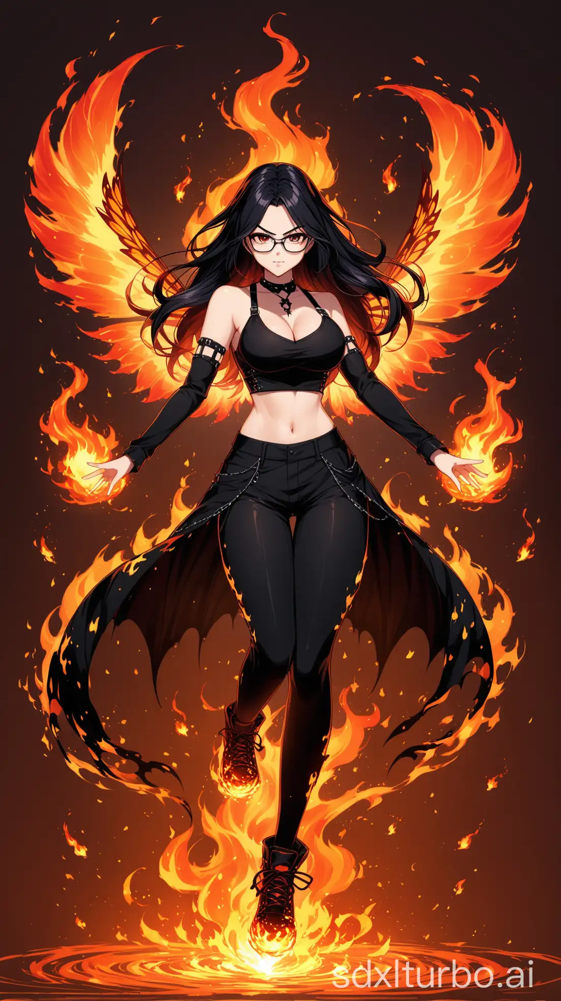 Fiery-Goth-Girl-Casting-Fire-Spell-with-Butterfly-Wings