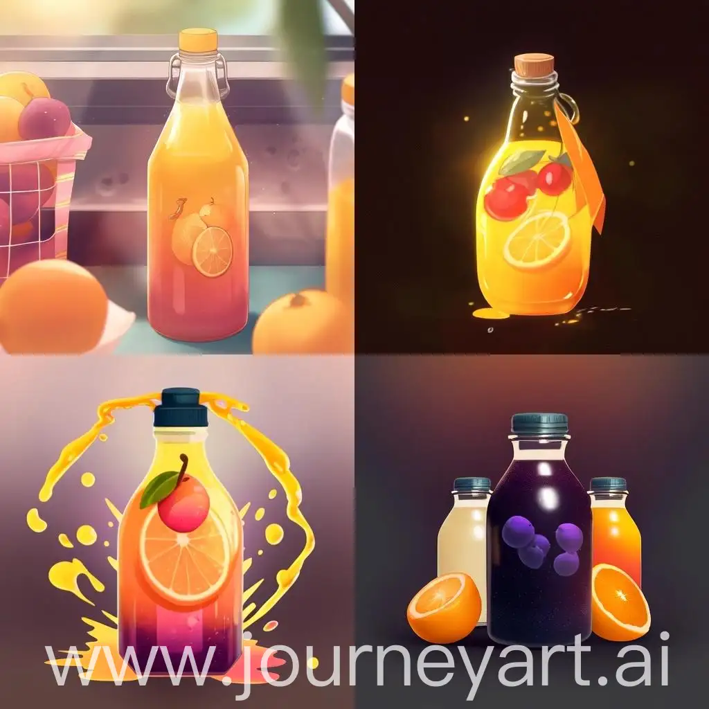 Bright-Orange-Lemonade-Bottle-with-Fresh-Fruits-Background