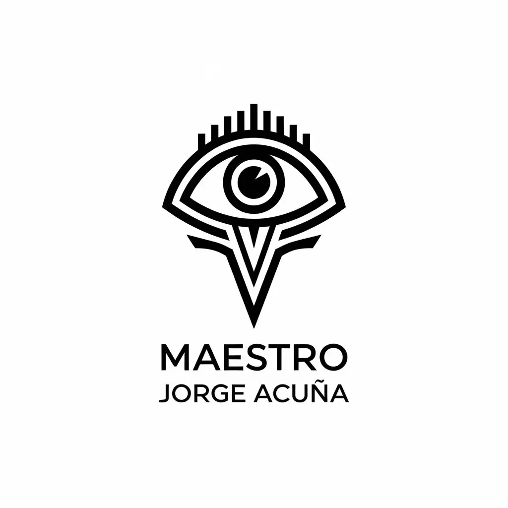 a vector logo design,with the text "Maestro Jorge Acuña", main symbol:a vector logo design, with the text 'Maestro Jorge Alberto Acuña Castillo', main symbol: Symbol with the eye that sees everything and sword of light., Moderate, be used in Religious industry, clear background,Moderate,be used in Religious industry,clear background