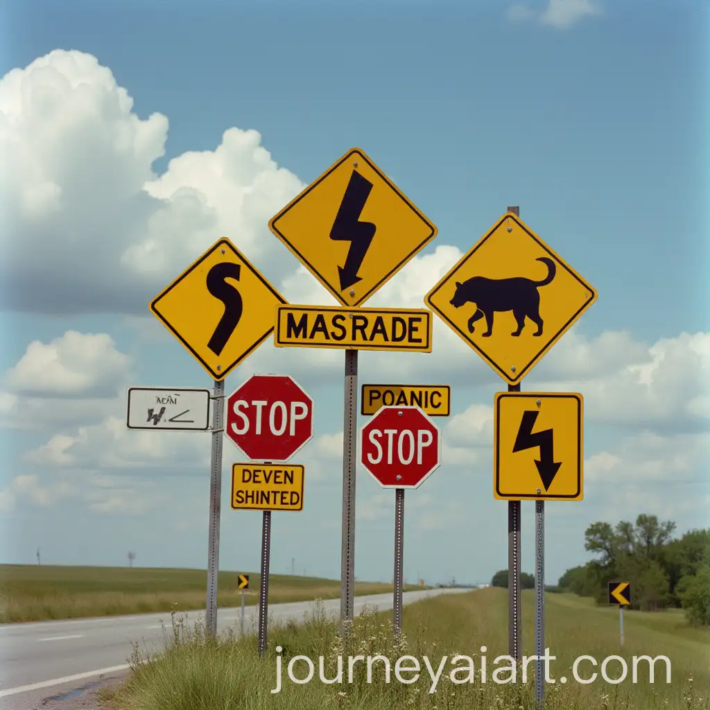 Various-Road-Signs-on-Urban-Streets-with-Clear-Directions