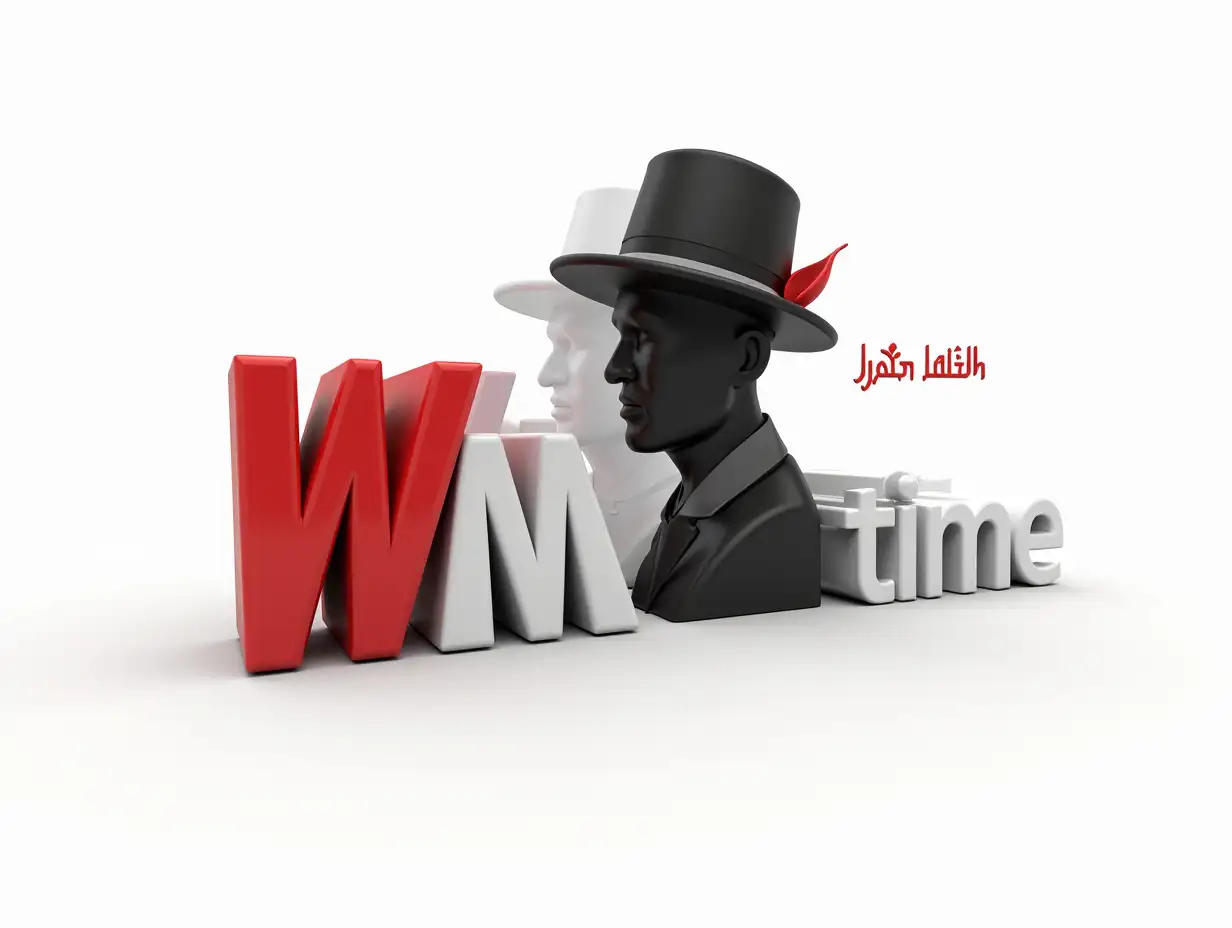Realistic 3D logo From the letters 'winningmind', 'mafiatime', 'WM' in Pulled and very stylish and shiny way. In the white background, The profile of a man with a Mafia hat is separated from it along with the lettering of the letters.and the word 'PouriaPazoki' is written next to it, as if they are intertwined with the image of the profile, and it is a part of it.