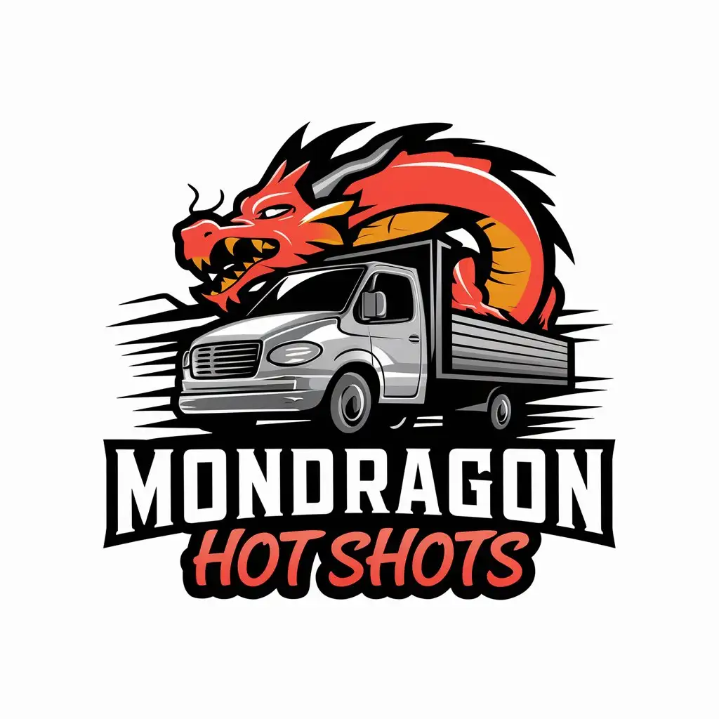 LOGO Design for Mondragon Hot Shots Fiery Dragon Speed on Cab Over Small Box Truck Flatbed