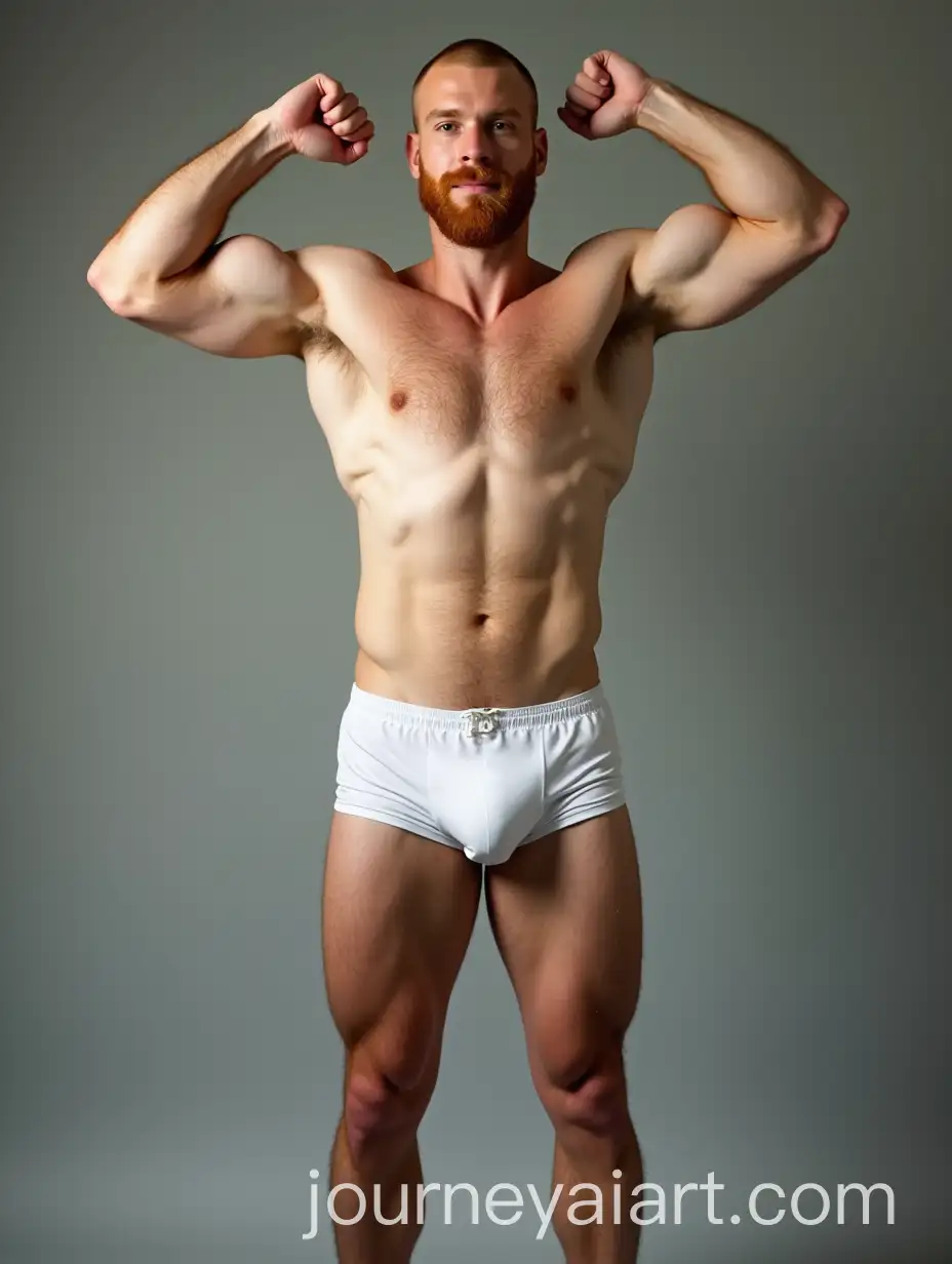 Muscular-Ginger-Man-Lifting-Shaq-Overhead-in-White-Briefs-and-Socks