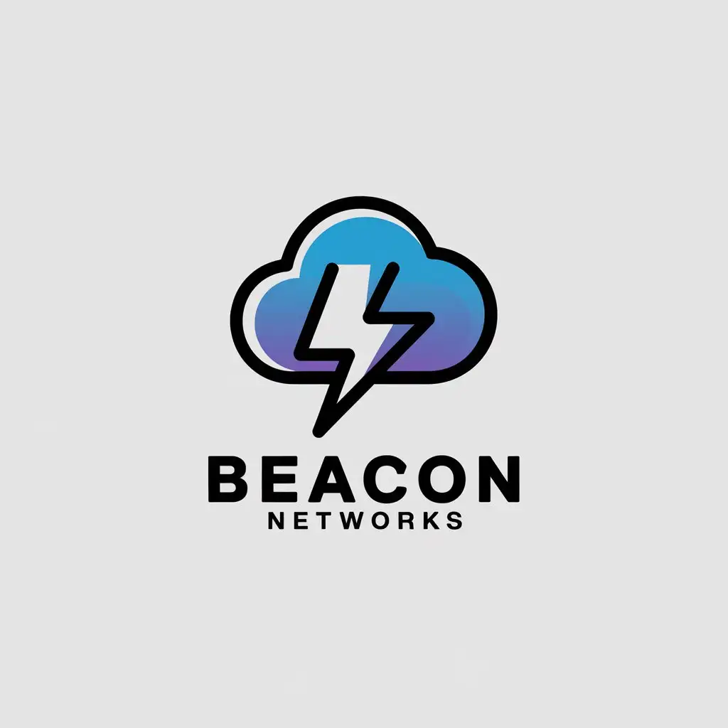 a vector logo design,with the text "Beacon Networks", main symbol:Clouds, technology,Minimalistic,be used in Internet industry,clear background