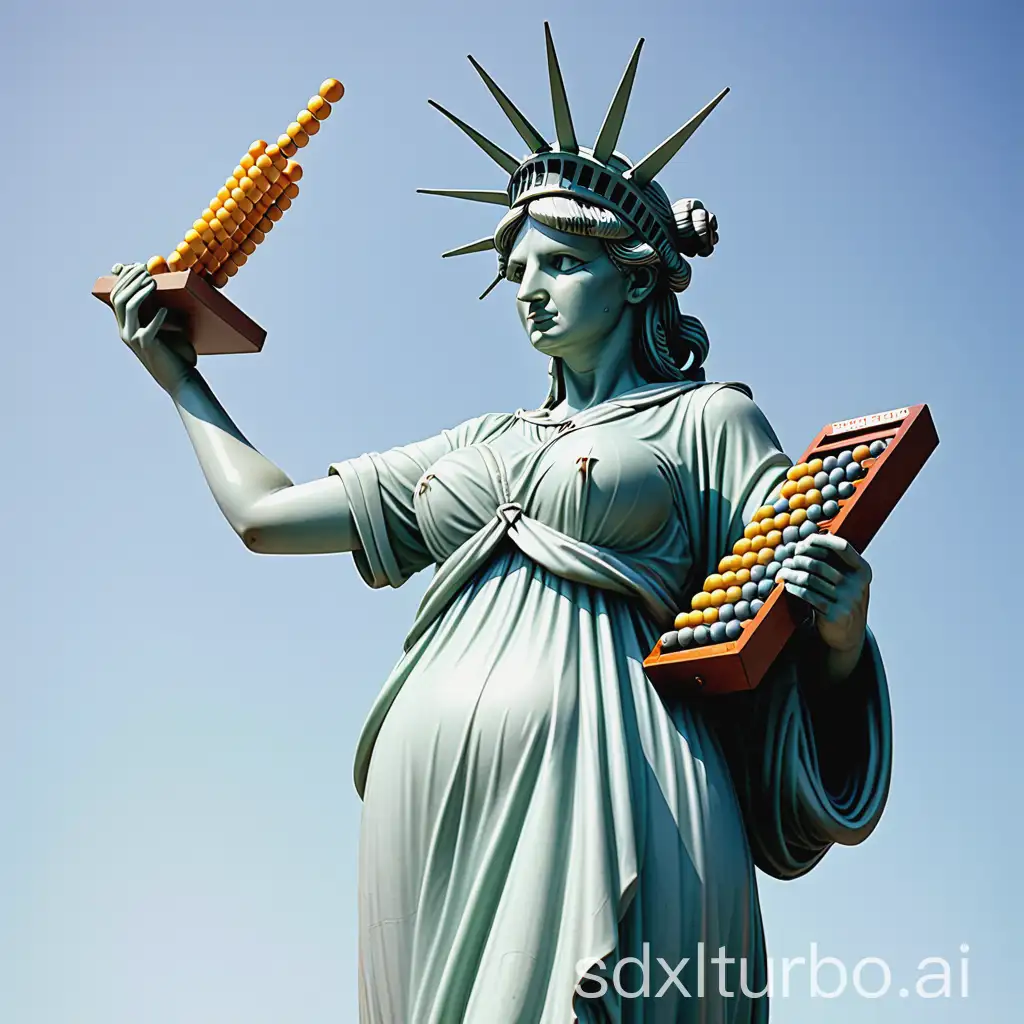 Statue-of-Liberty-Raising-Right-Hand-Holding-an-Abacus