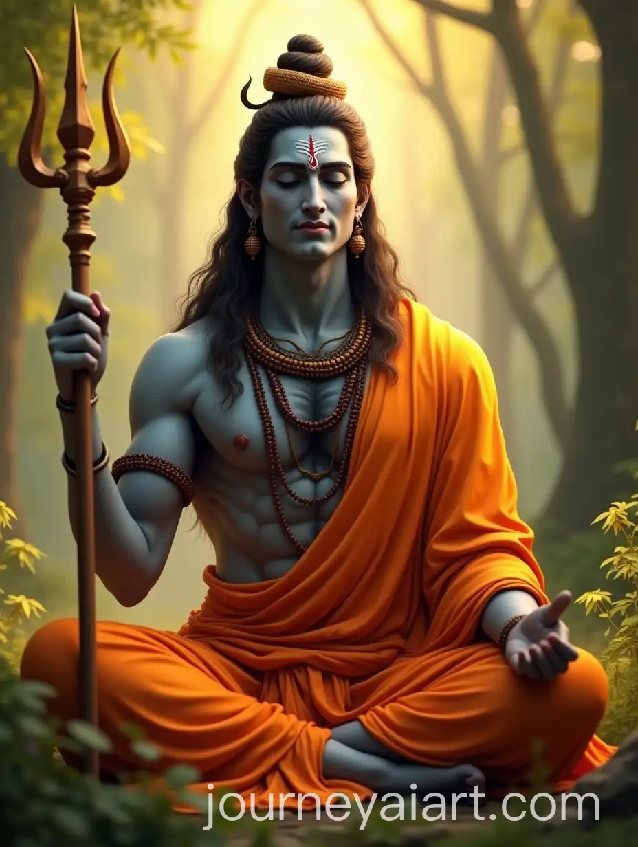 Lord-Shiva-in-Meditation-Surrounded-by-a-Sunlit-Forest