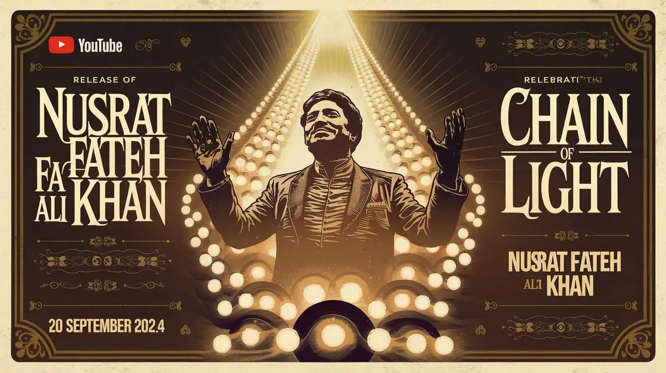 Vintage Style YouTube Banner for Nusrat Fateh Ali Khans Chain of Light Album Release