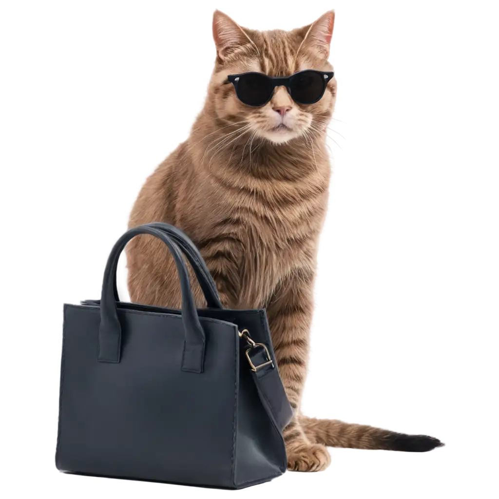 Cat-Wearing-Dark-Glasses-and-Bag-PNG-Image-Cool-Feline-Fashion-Statement