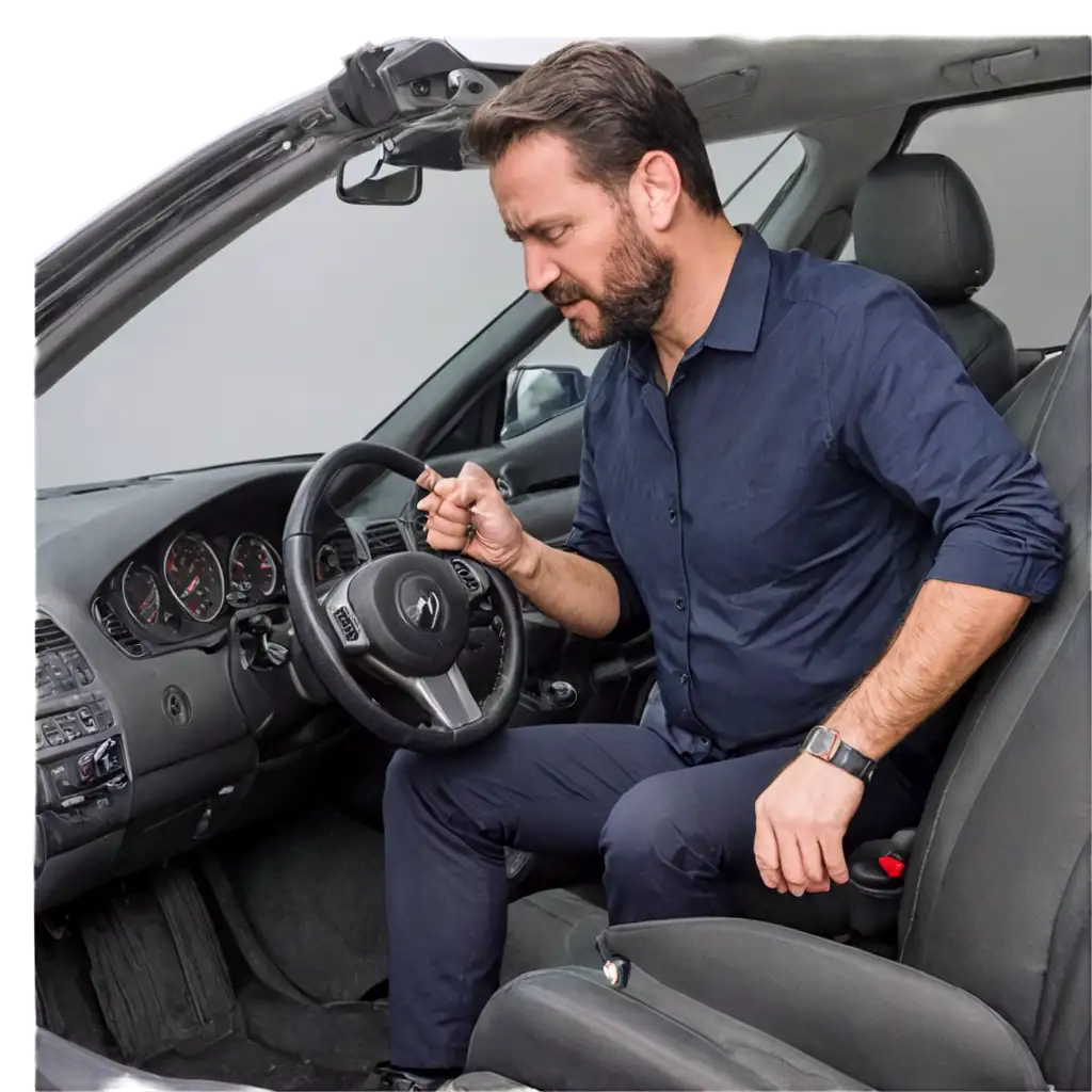 PNG-Image-of-a-Man-Driving-a-Car-and-Changing-Gears-HighQuality-Versatile-Visual-for-Your-Projects