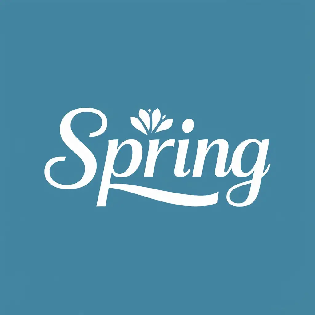 LOGO-Design-for-SPRING-White-Text-on-Blue-Background-for-Home-Family-Industry