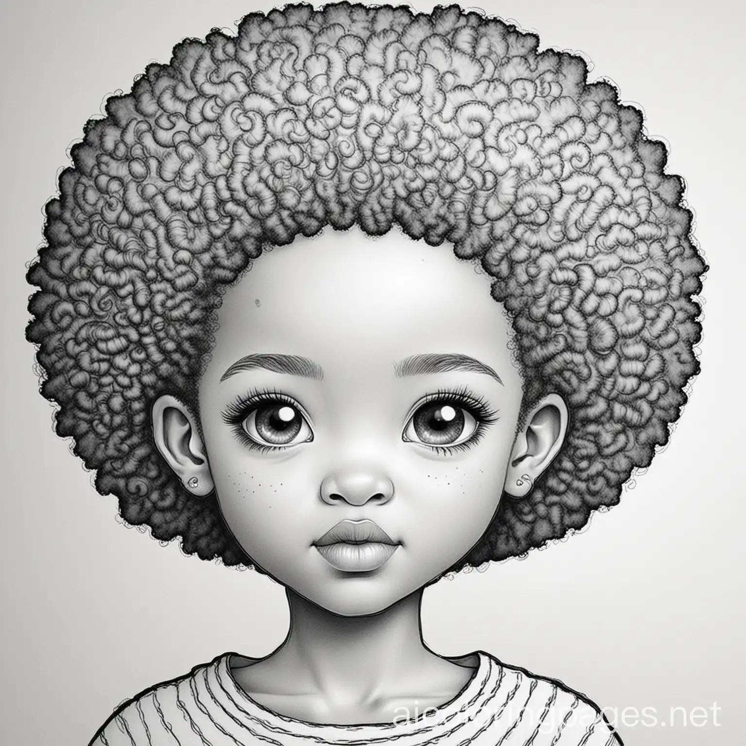 AFRO CHILDREN, Coloring Page, black and white, line art, white background, Simplicity, Ample White Space. The background of the coloring page is plain white to make it easy for young children to color within the lines. The outlines of all the subjects are easy to distinguish, making it simple for kids to color without too much difficulty