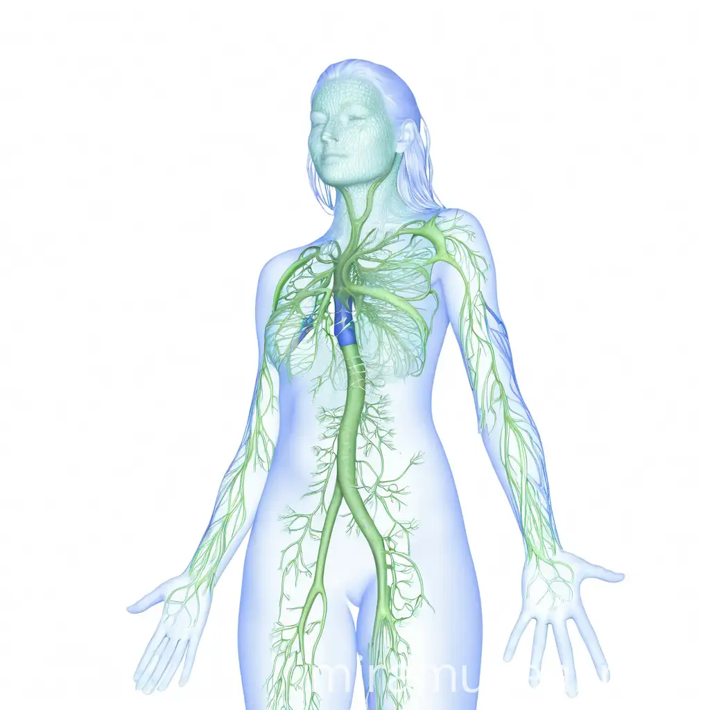 Detailed Illustration of the Lymphatic System in Human Anatomy