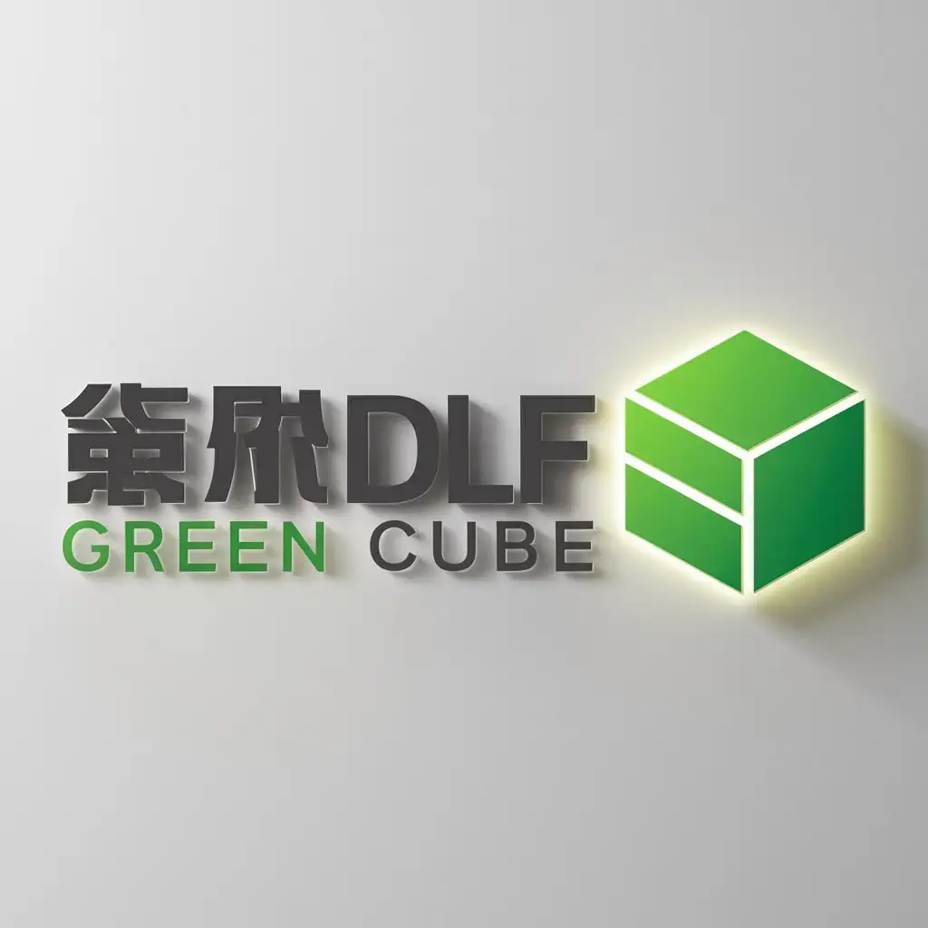 a logo design,with the text " Green cube (Translation based on contextual understanding, assuming "绿动" might mean "green" in Chinese and "立方" means "cube" in Chinese.)", main symbol:LDLF,Moderate,clear background