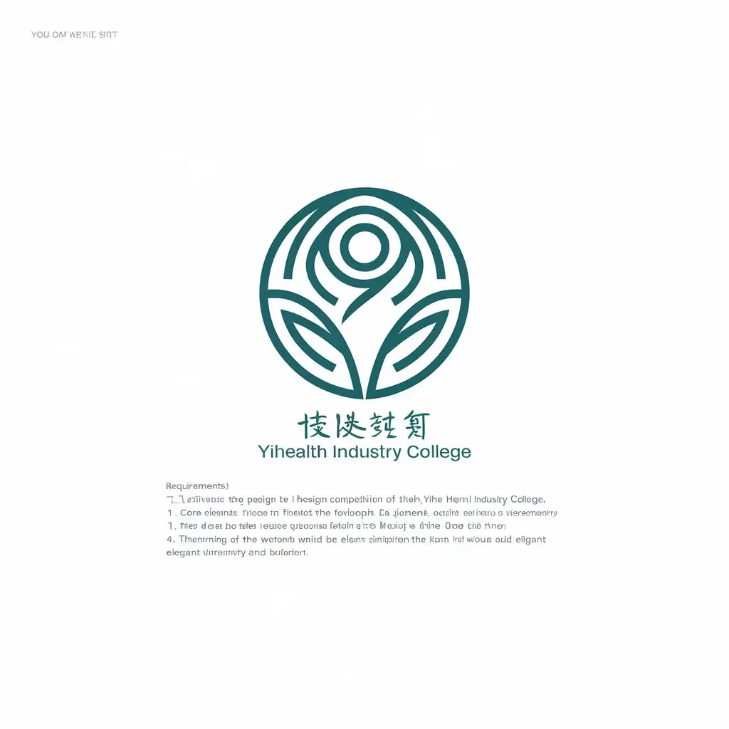 LOGO-Design-for-Yihen-Health-Industry-College-Circular-Emblem-with-Da-Jiankang-Philosophy-and-Harmonious-Color-Scheme