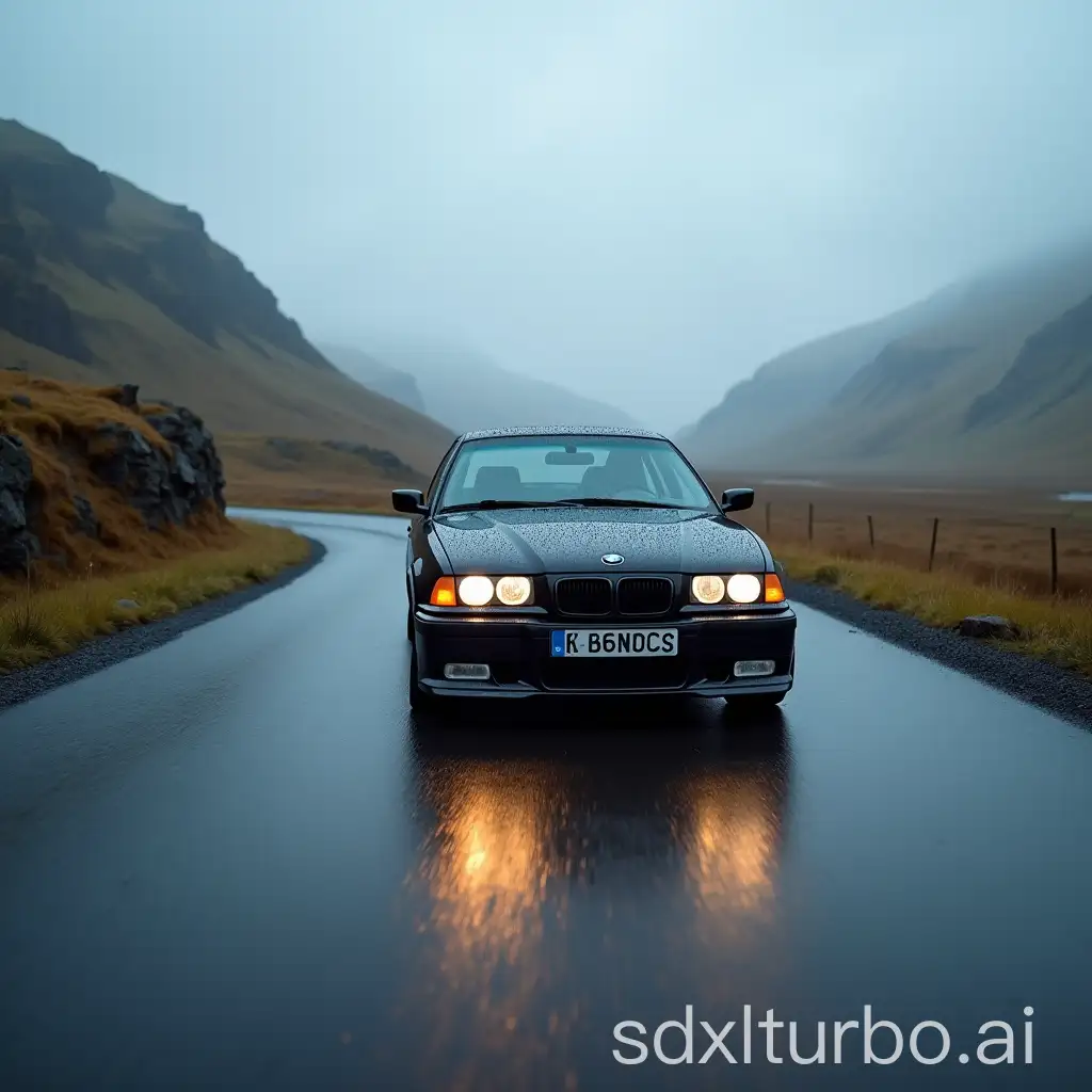 BMW-M3-E46-Driving-on-a-Rainy-Icelandic-Road