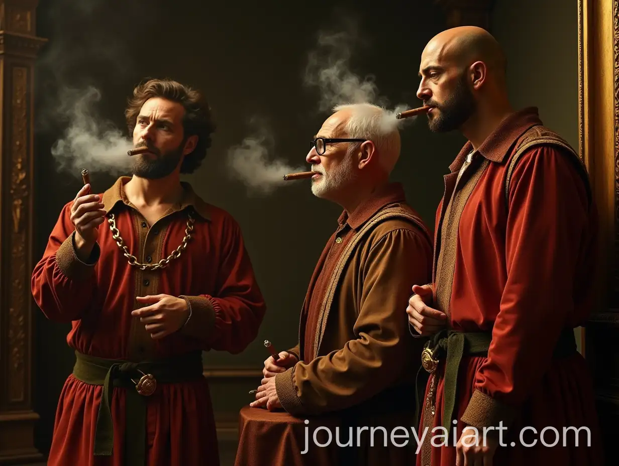 Influential-Figures-in-Modern-Last-Supper-Pose-Smoking-Cigars