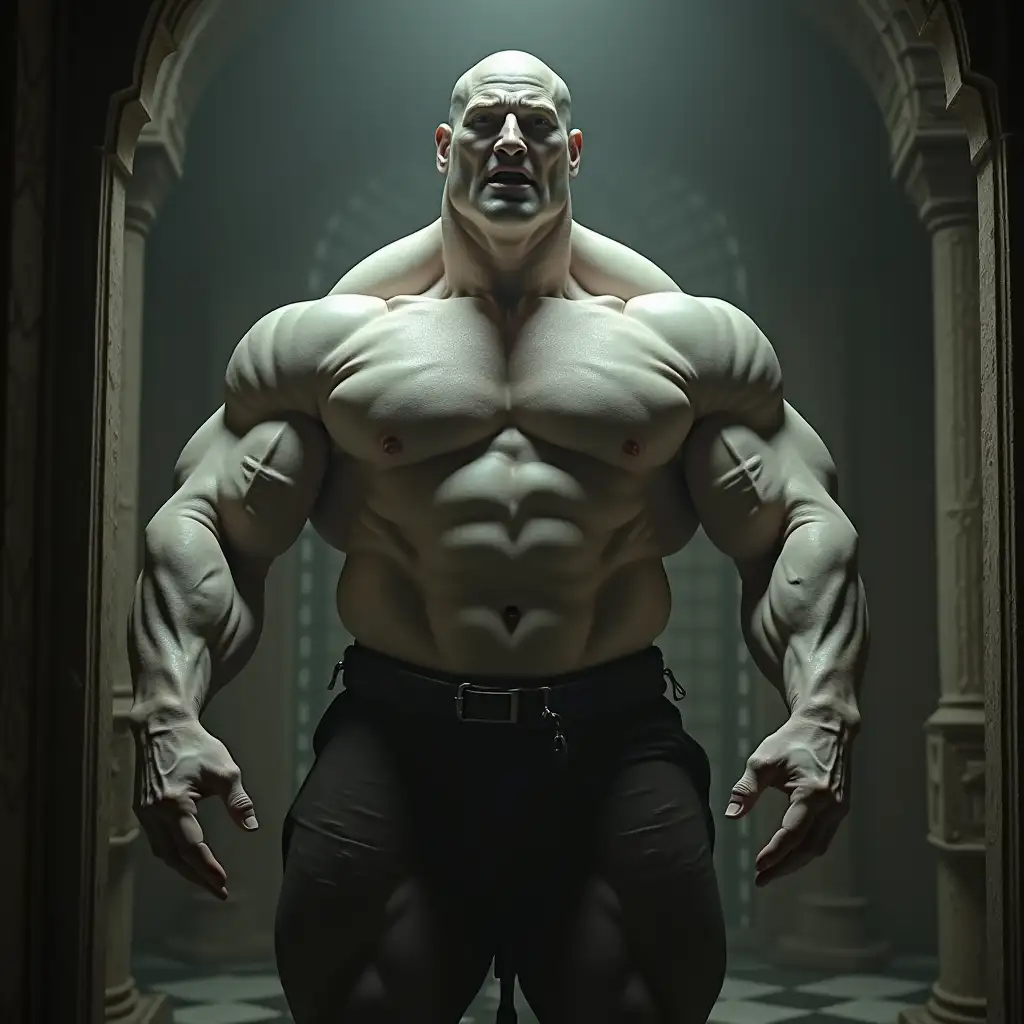 Giant-Hypermuscular-Vampire-Bodybuilder-with-Incredible-Strength-in-Castle-Bathroom