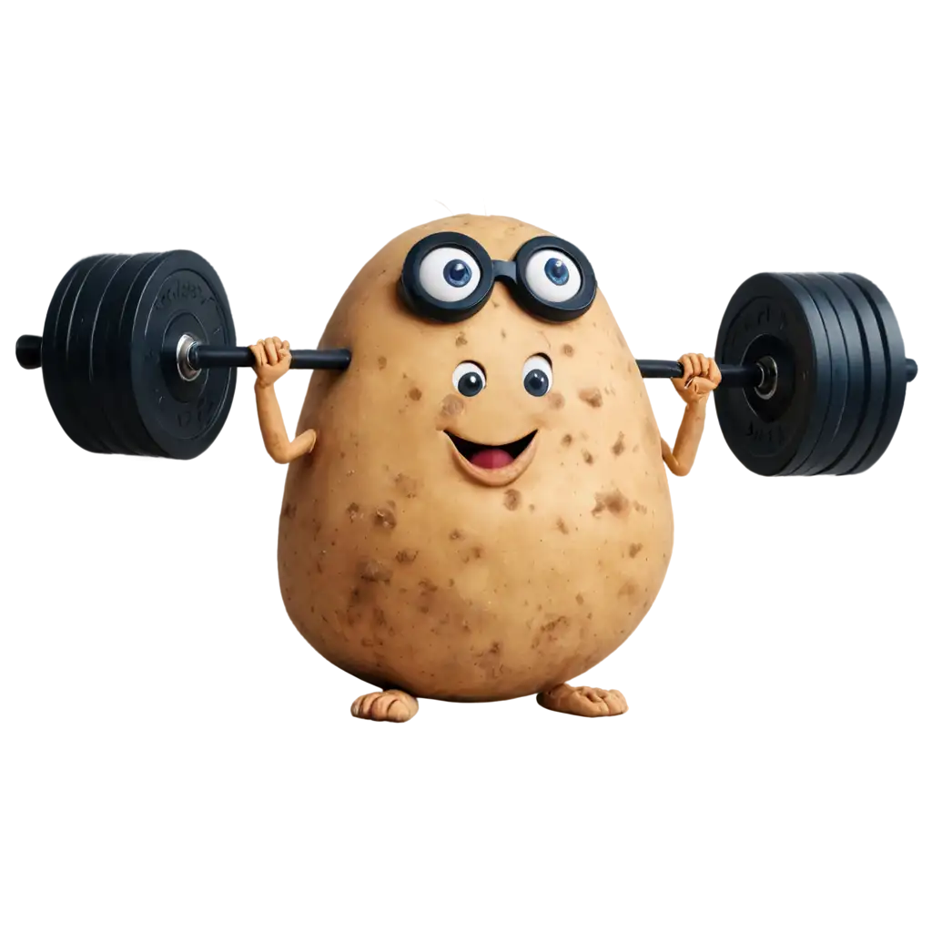 PNG-Image-of-Potato-with-Eyes-Laying-on-the-Couch-and-Lifting-Weights