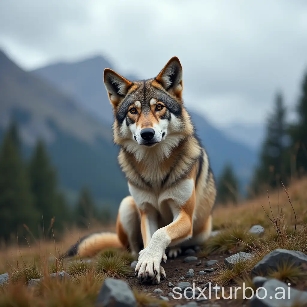 Majestic-Wolf-Roaming-Through-Majestic-Mountain-Peaks