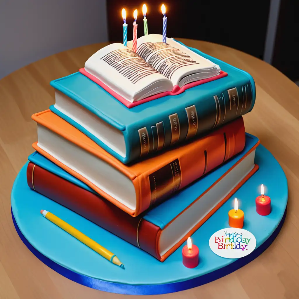 Birthday Cake Shaped Like Books