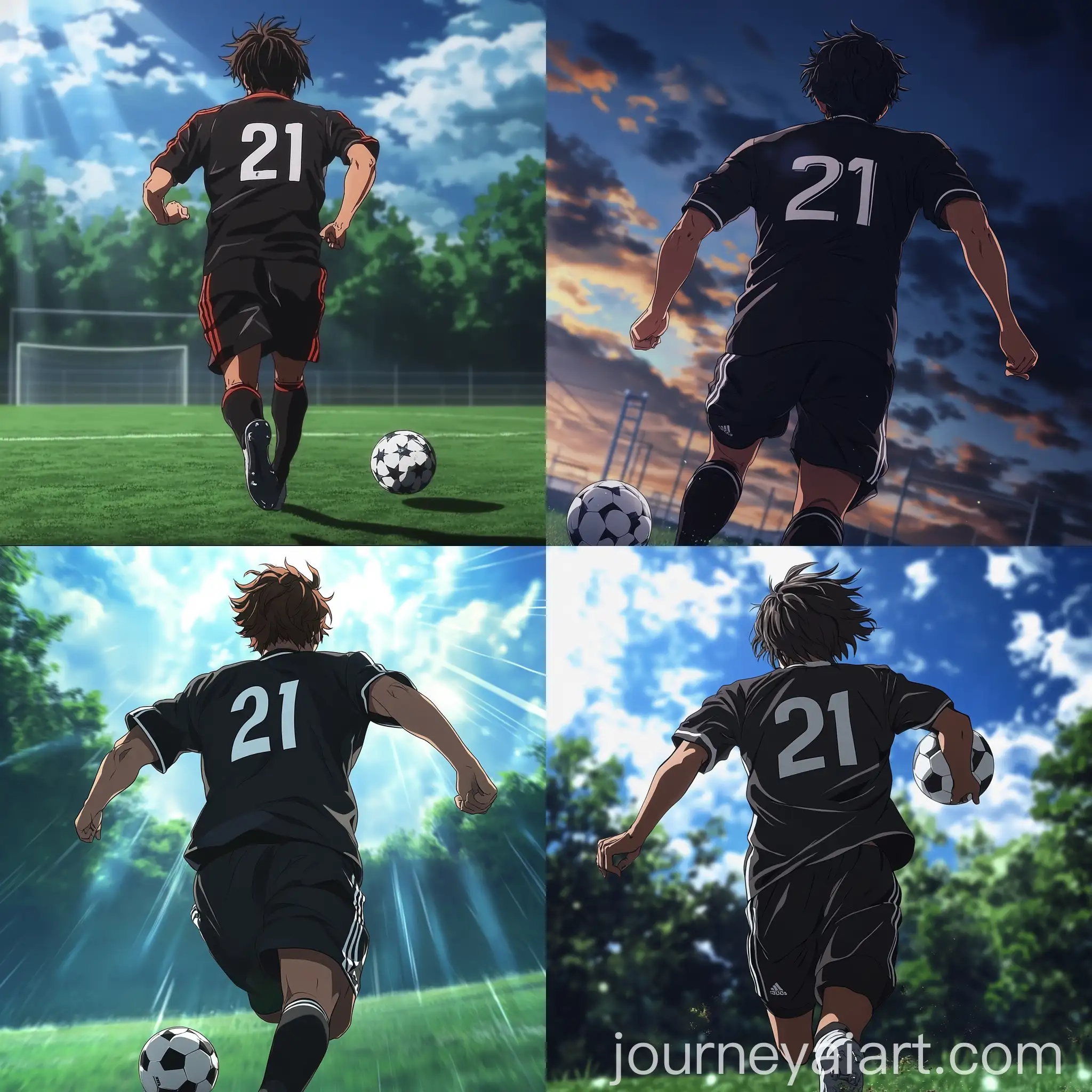 Anime-Footballer-Running-with-Ball-Number-21-Black-Jersey