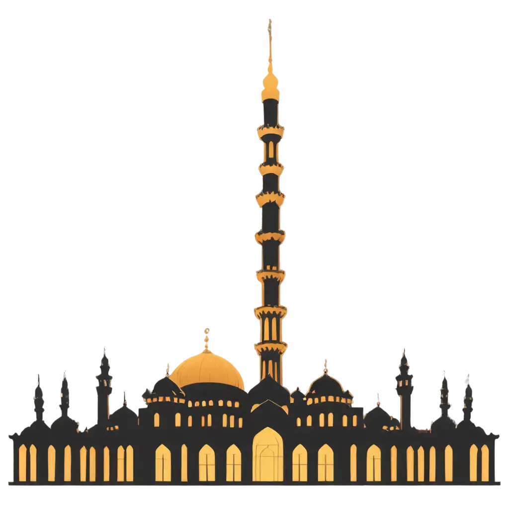 Elegant-Mosque-PNG-with-Golden-Dome-and-Tall-Minaret-for-Ramadhan-Atmosphere