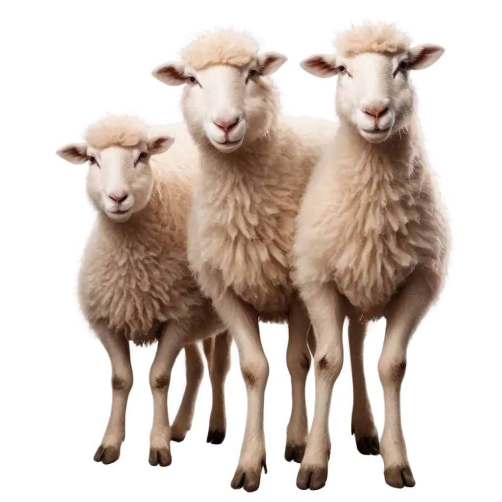 Photorealistic-PNG-Image-of-Three-Sheep-Facing-the-Camera-AI-Art-Prompt