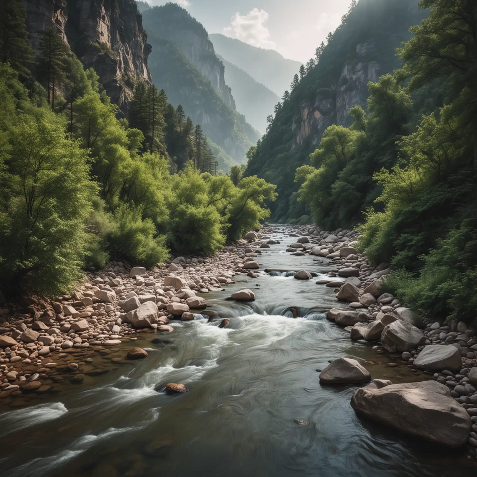 Serene Mountain River Landscape