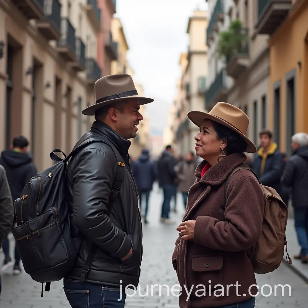 European-Tourist-Speaking-with-Mestizo-Peruvian-in-Lima-Peru
