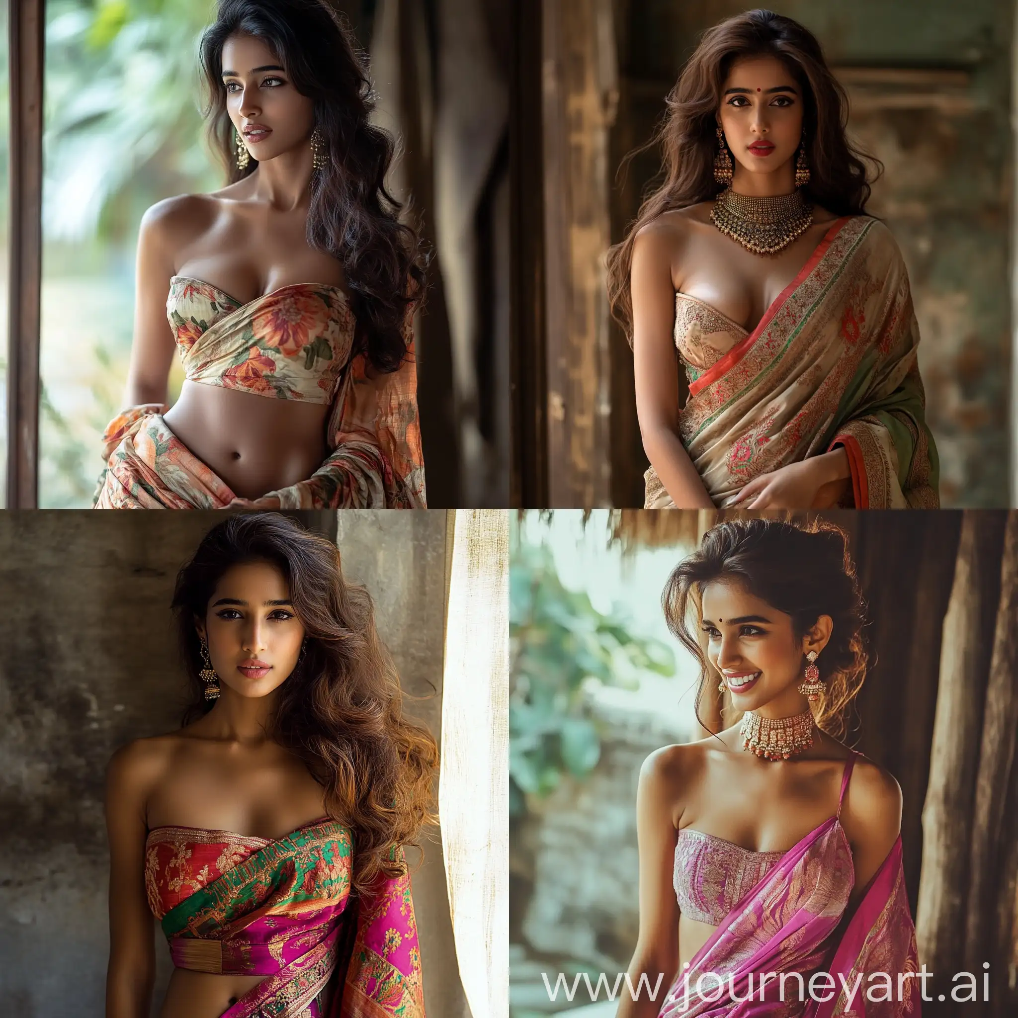 Disha-Patani-in-Saree-and-Strapless-Blouse-Indian-Fashion-Portrait