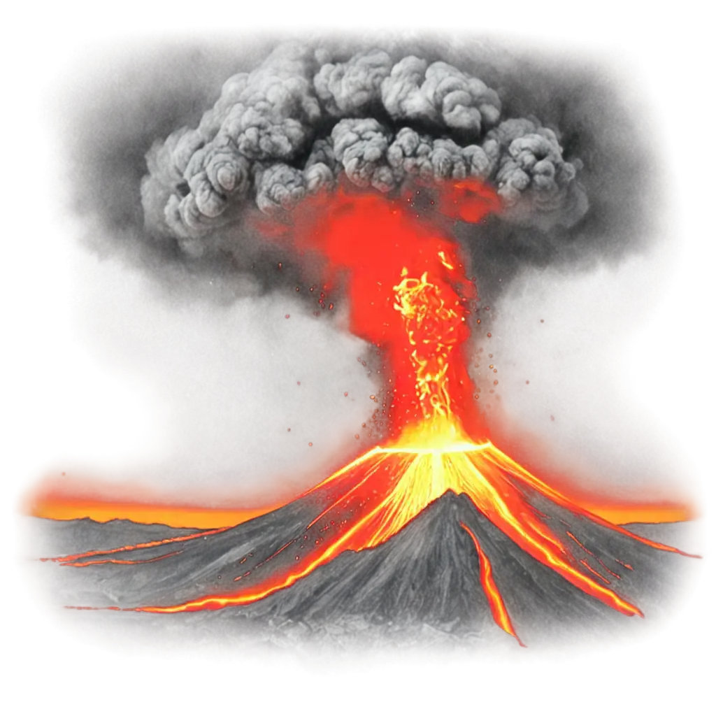 Volcano blast with magma