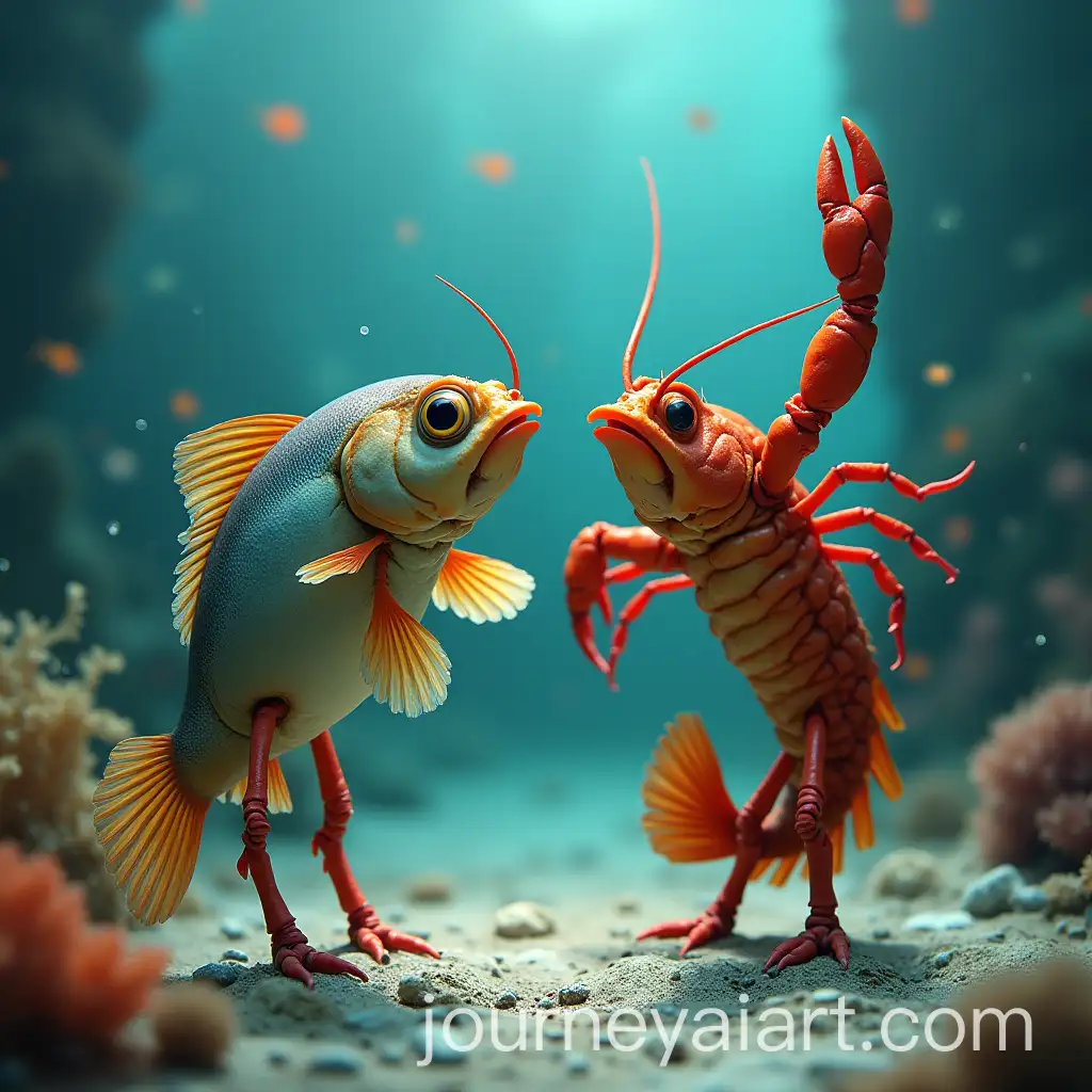 Fish-Dancing-with-Lobster-in-an-Underwater-Scene