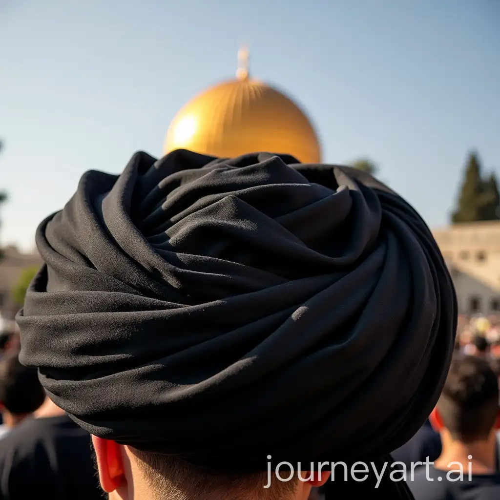 Group-of-People-Carrying-Dome-of-the-Rock-Mosque-Inside-Black-Shiite-Turban