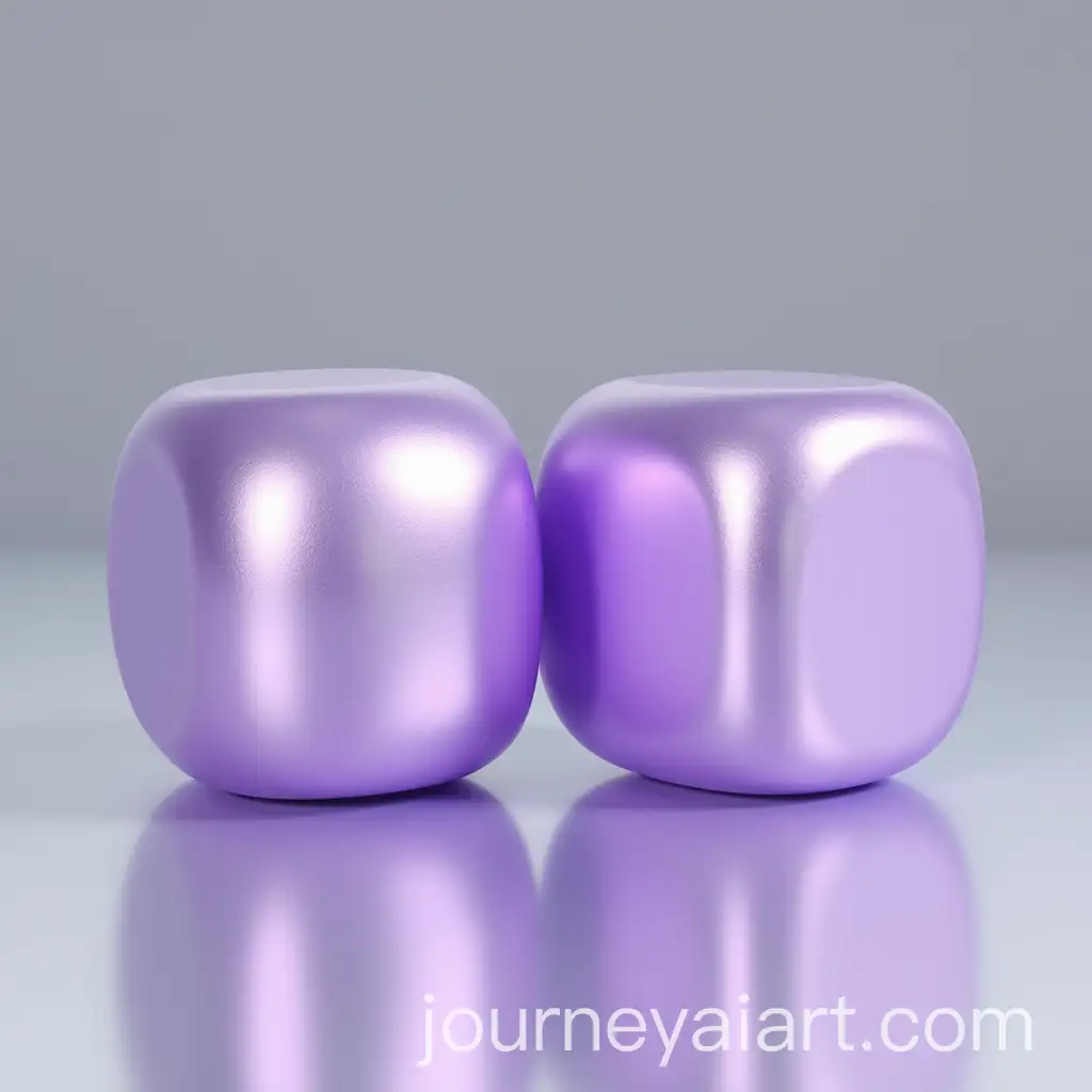Voluminous-Metallized-Dices-with-Lilac-Glow-on-Silver-Mirror-Surface