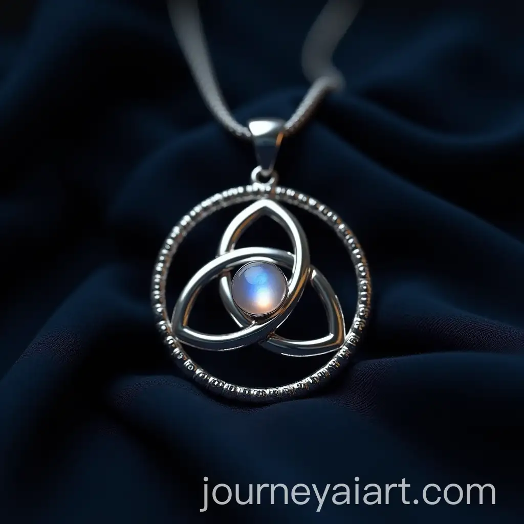 Photorealistic-Silver-Celtic-Trinity-KnotAI-Art-Prompt-Expansion-Pendant-with-Moonstone-on-Velvet